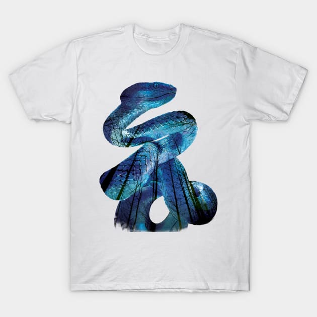 Aqua Snake T-Shirt by polliadesign